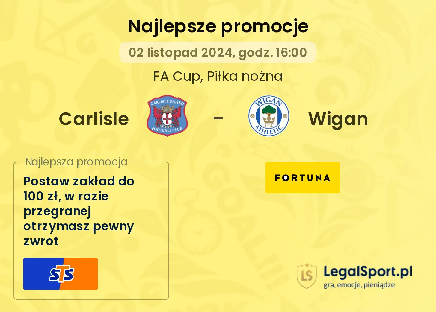 Carlisle - Wigan promocje bonusy na mecz