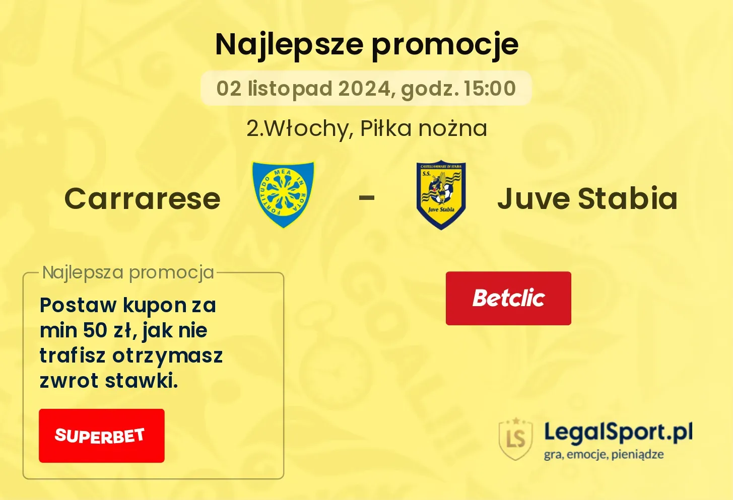 Carrarese - Juve Stabia promocje bonusy na mecz