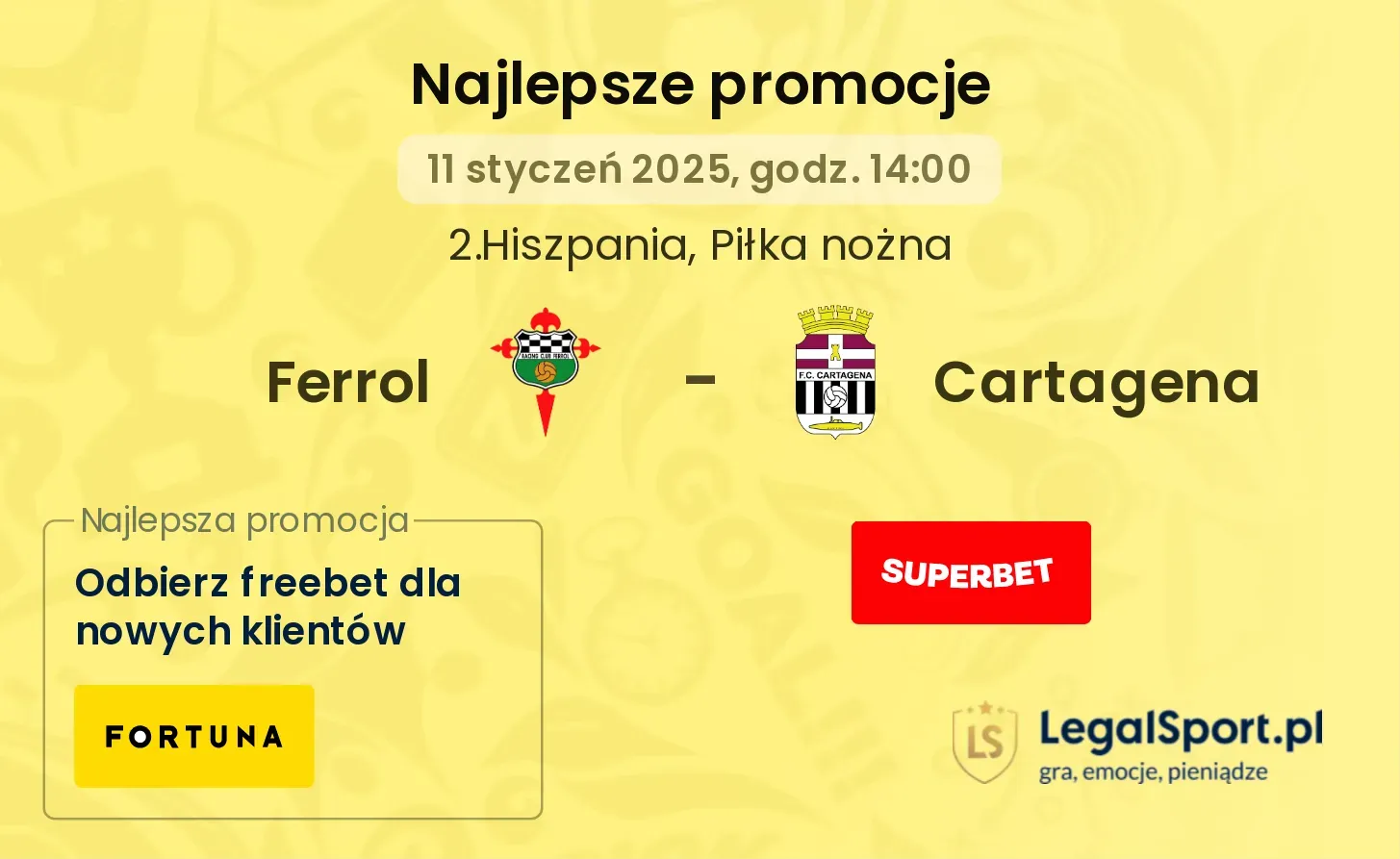 Ferrol - Cartagena promocje u bukmacherów