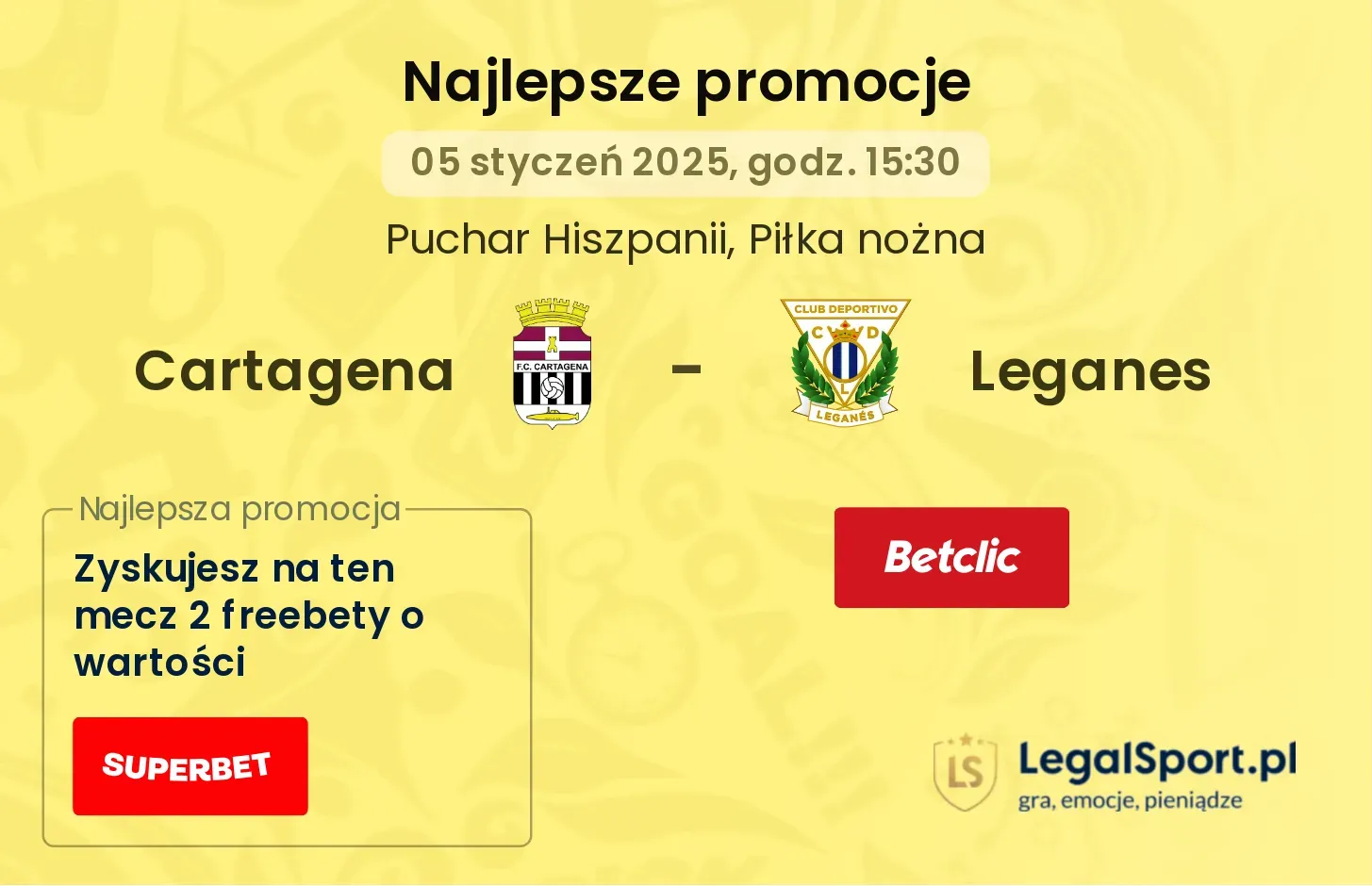 Cartagena - Leganes promocje u bukmacherów