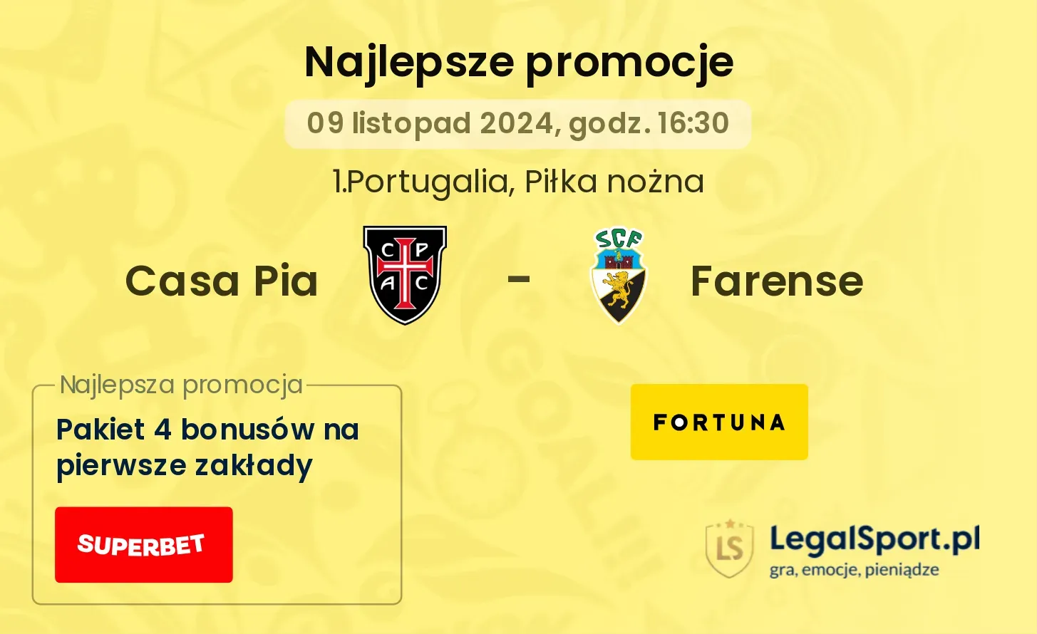 Casa Pia - Farense promocje bonusy na mecz