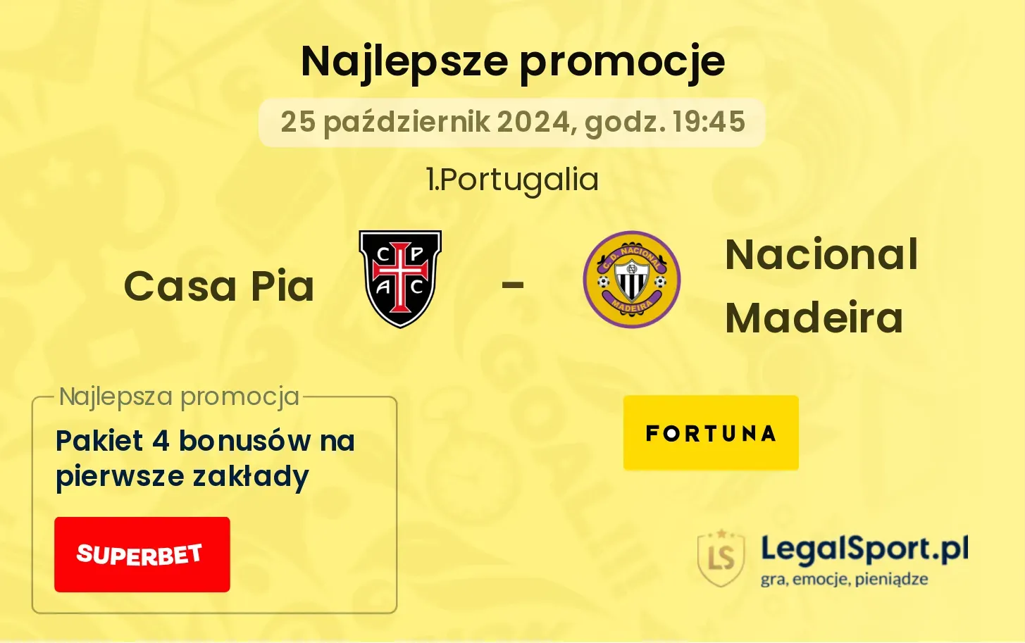 Casa Pia - Nacional Madeira promocje bonusy na mecz