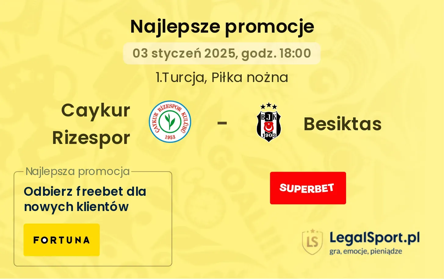 Caykur Rizespor - Besiktas promocje bonusy na mecz