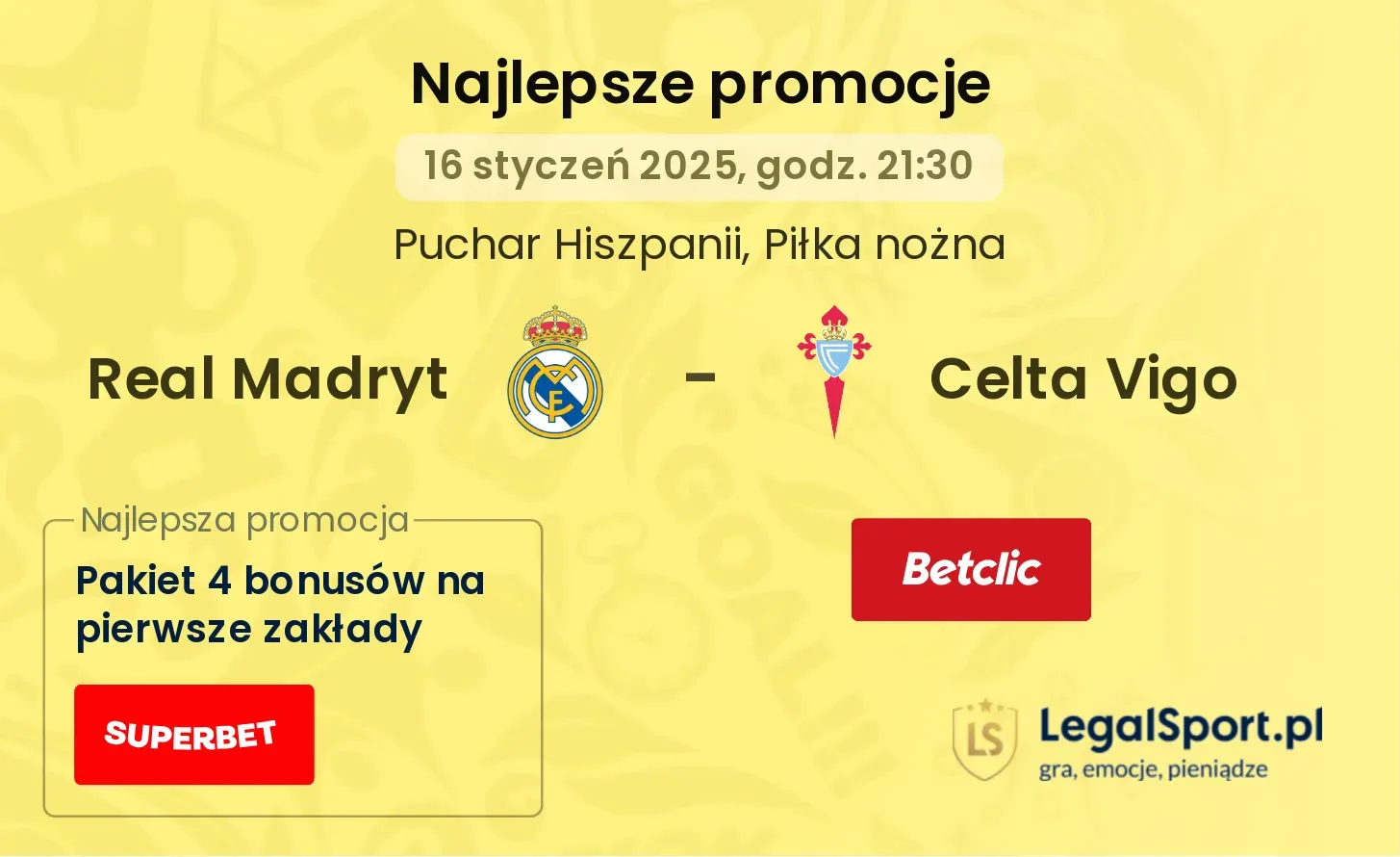 Real Madryt - Celta Vigo promocje u bukmacherów