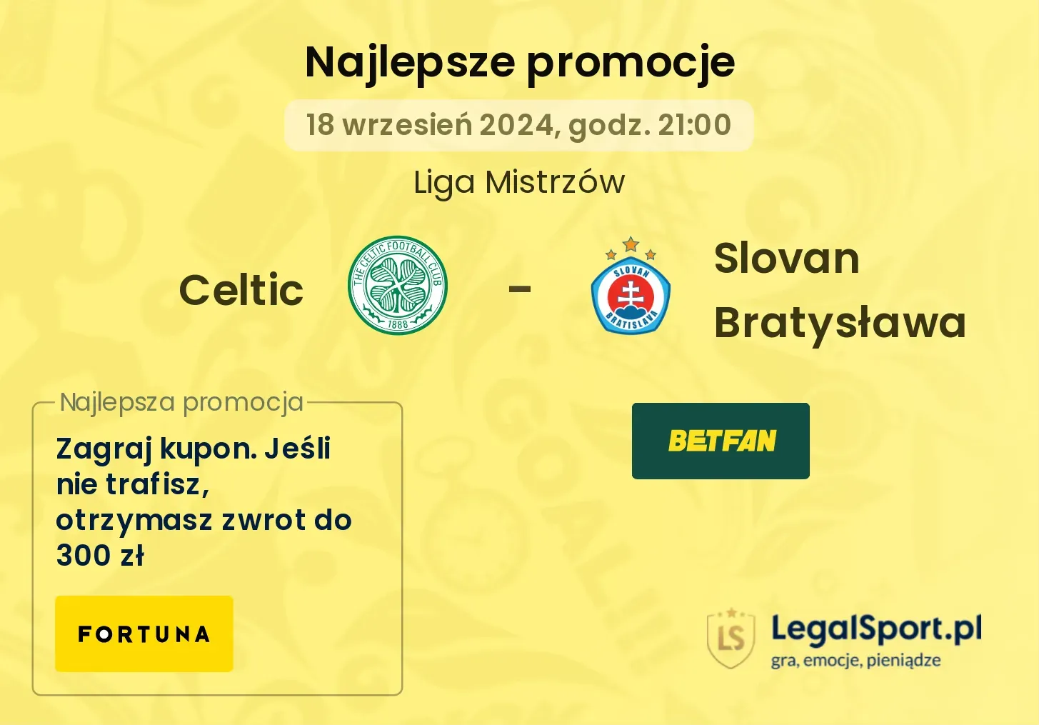 Celtic - Slovan Bratysława promocje bonusy na mecz