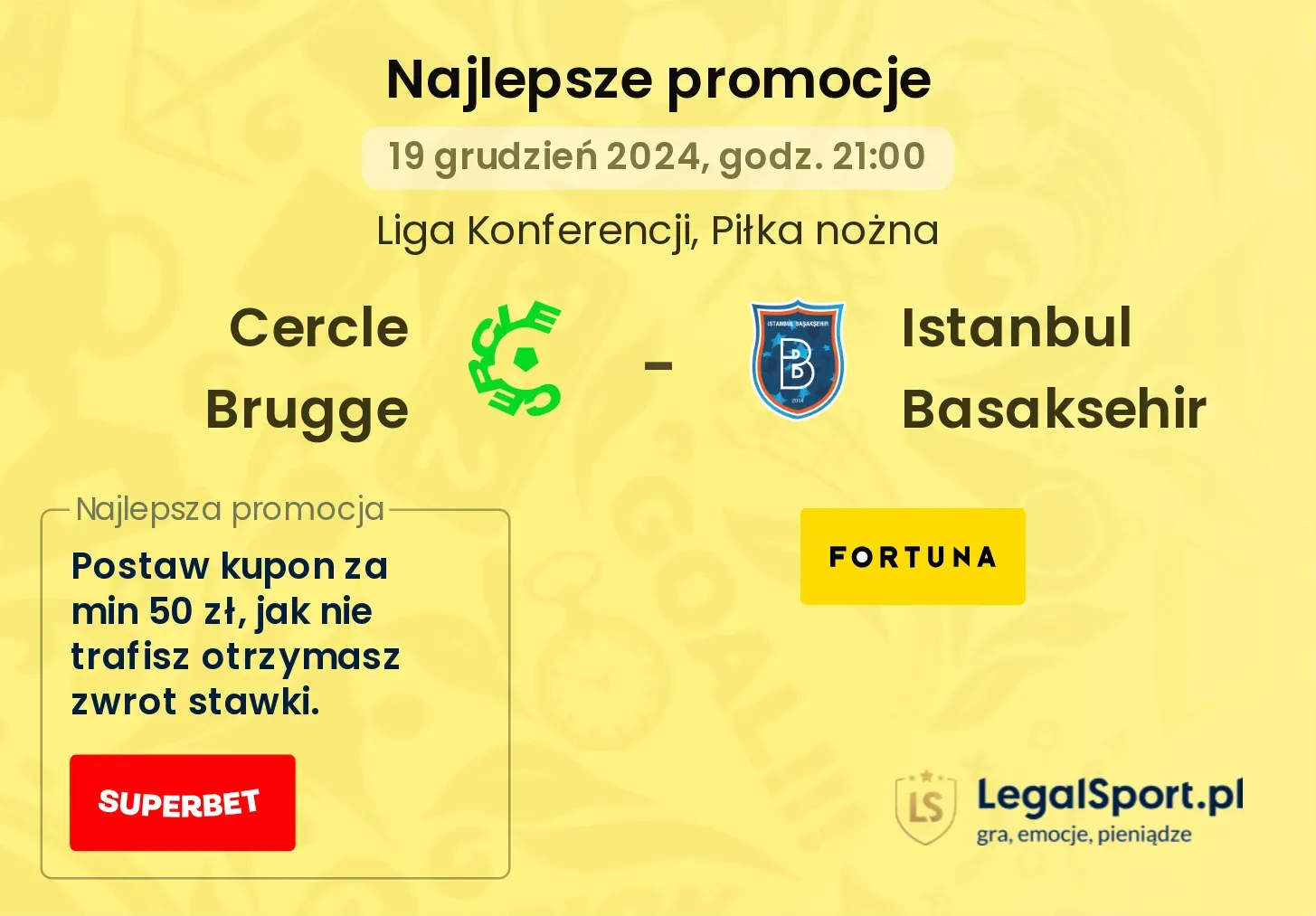 Cercle Brugge - Istanbul Basaksehir promocje bonusy na mecz