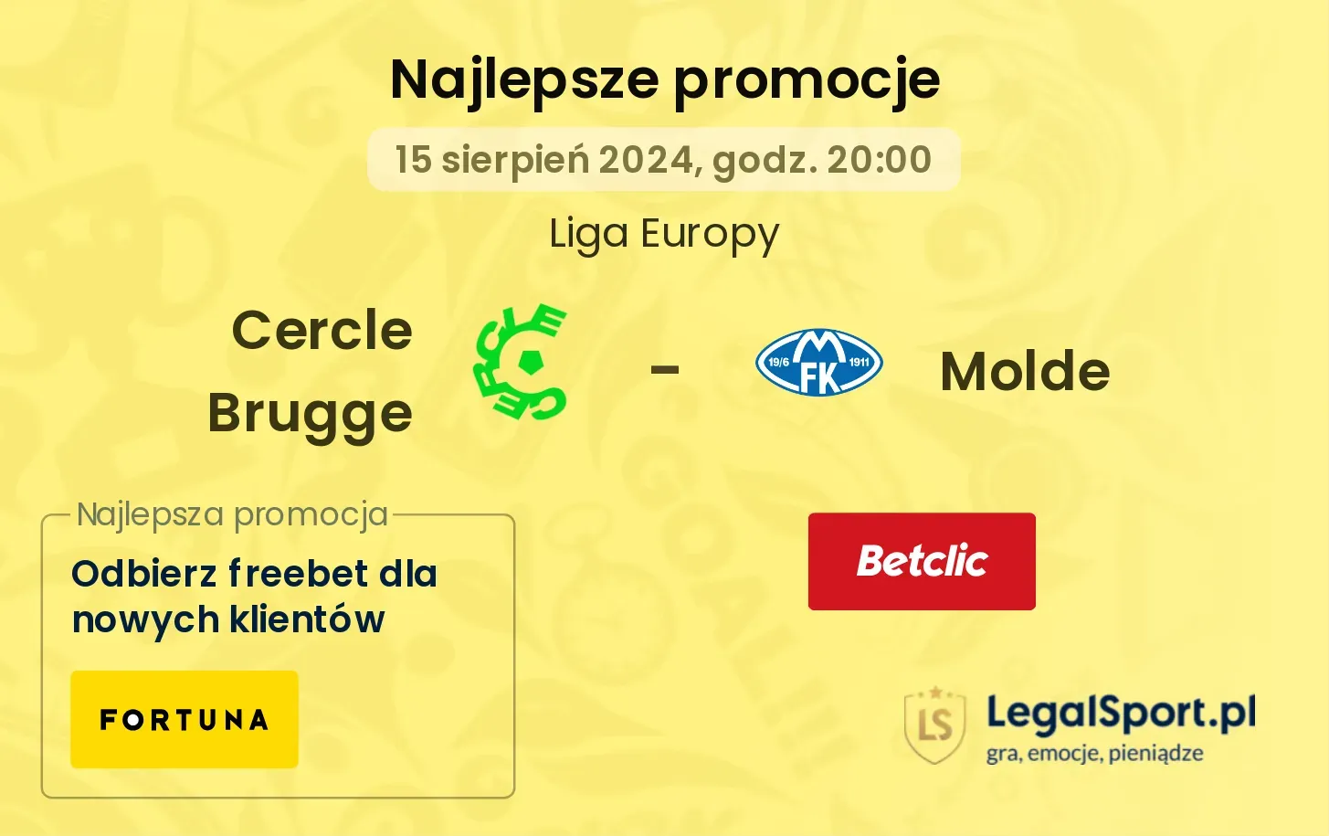 Cercle Brugge - Molde promocje u bukmacherów (15.08, 20:00)