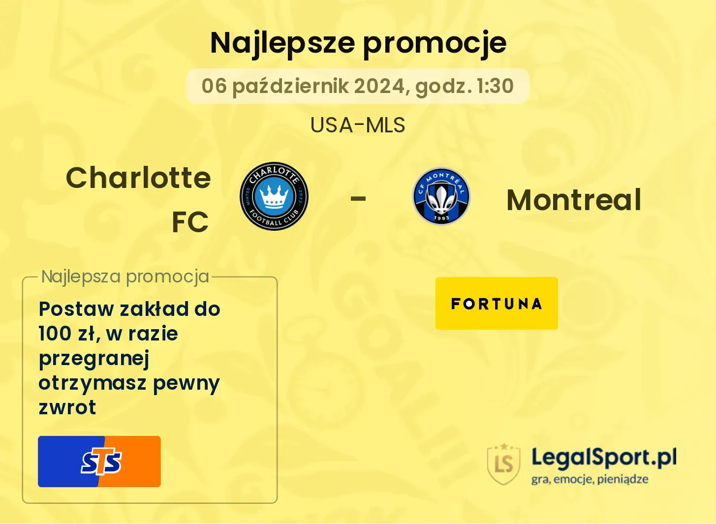 Charlotte FC - Montreal promocje bukmacherskie 06.10, 01:30