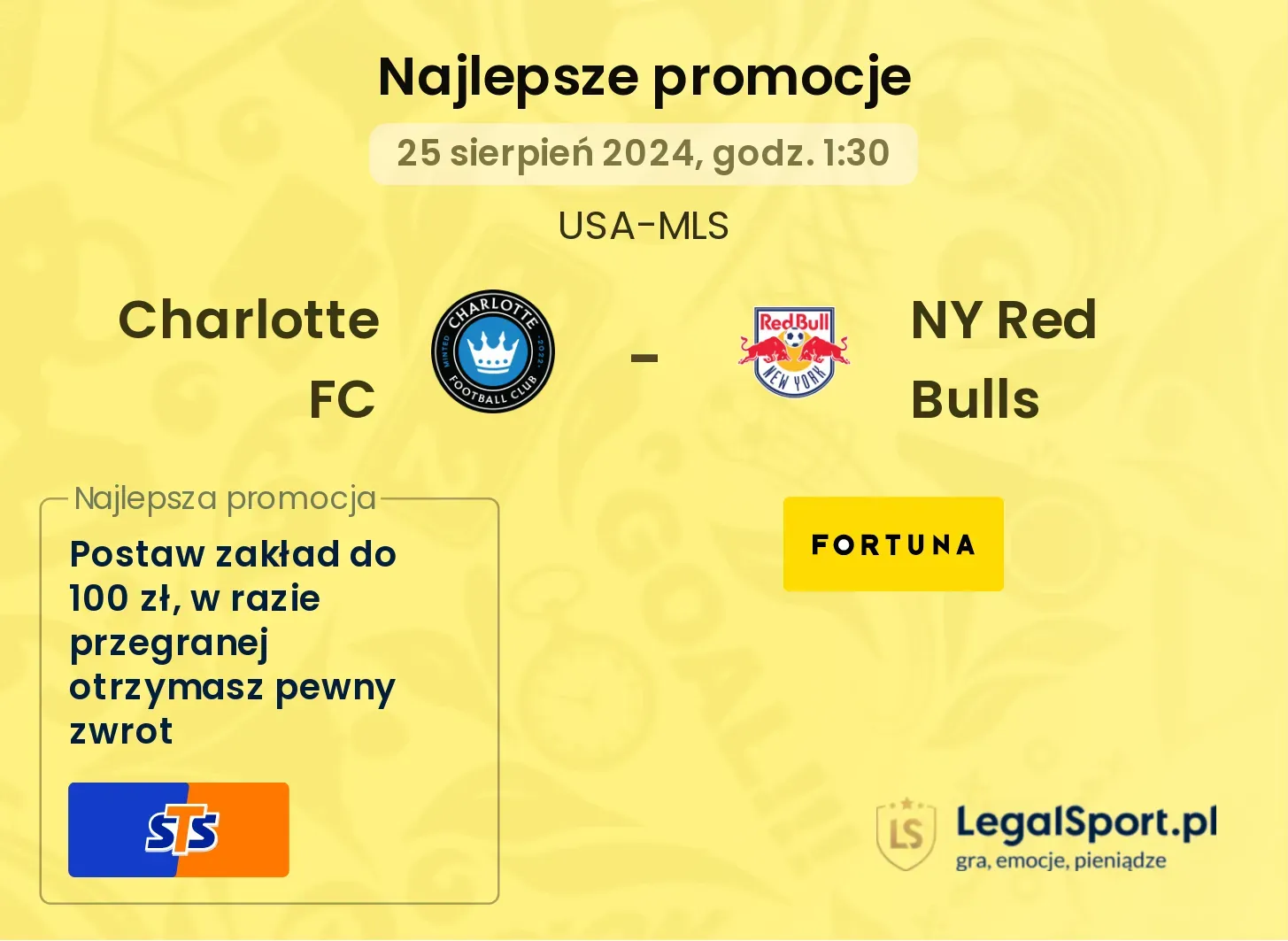 Charlotte FC - NY Red Bulls promocje bonusy na mecz