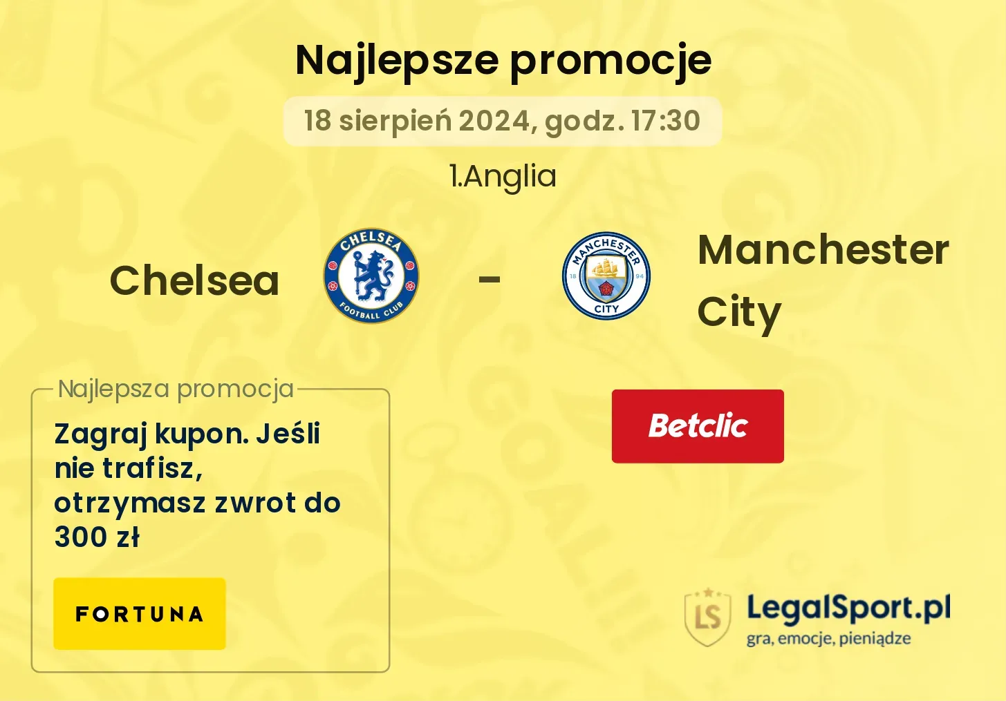 Chelsea - Manchester City promocje bonusy na mecz