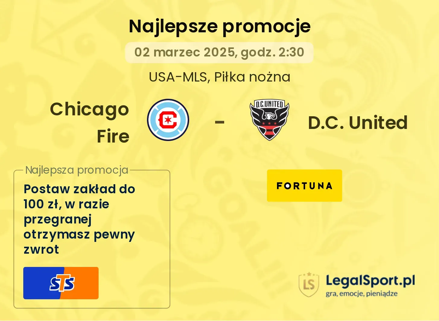 Chicago Fire - D.C. United promocje bukmacherskie