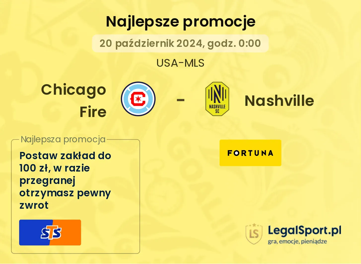 Chicago Fire - Nashville promocje bukmacherskie 20.10, 00:00