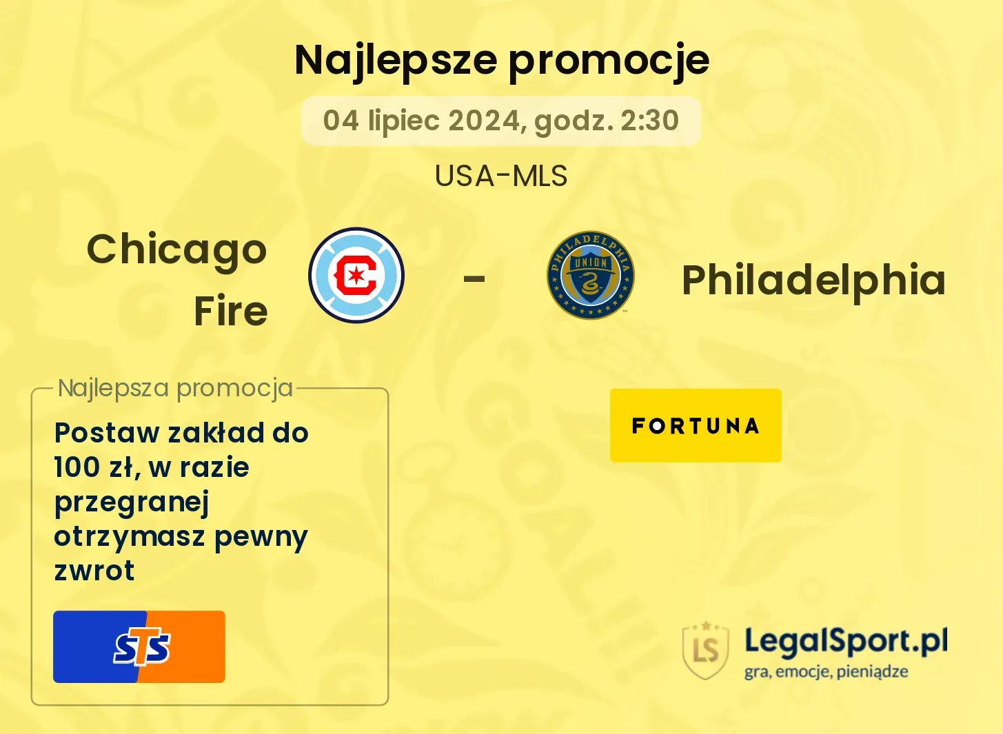 Chicago Fire - Philadelphia promocje bonusy na mecz