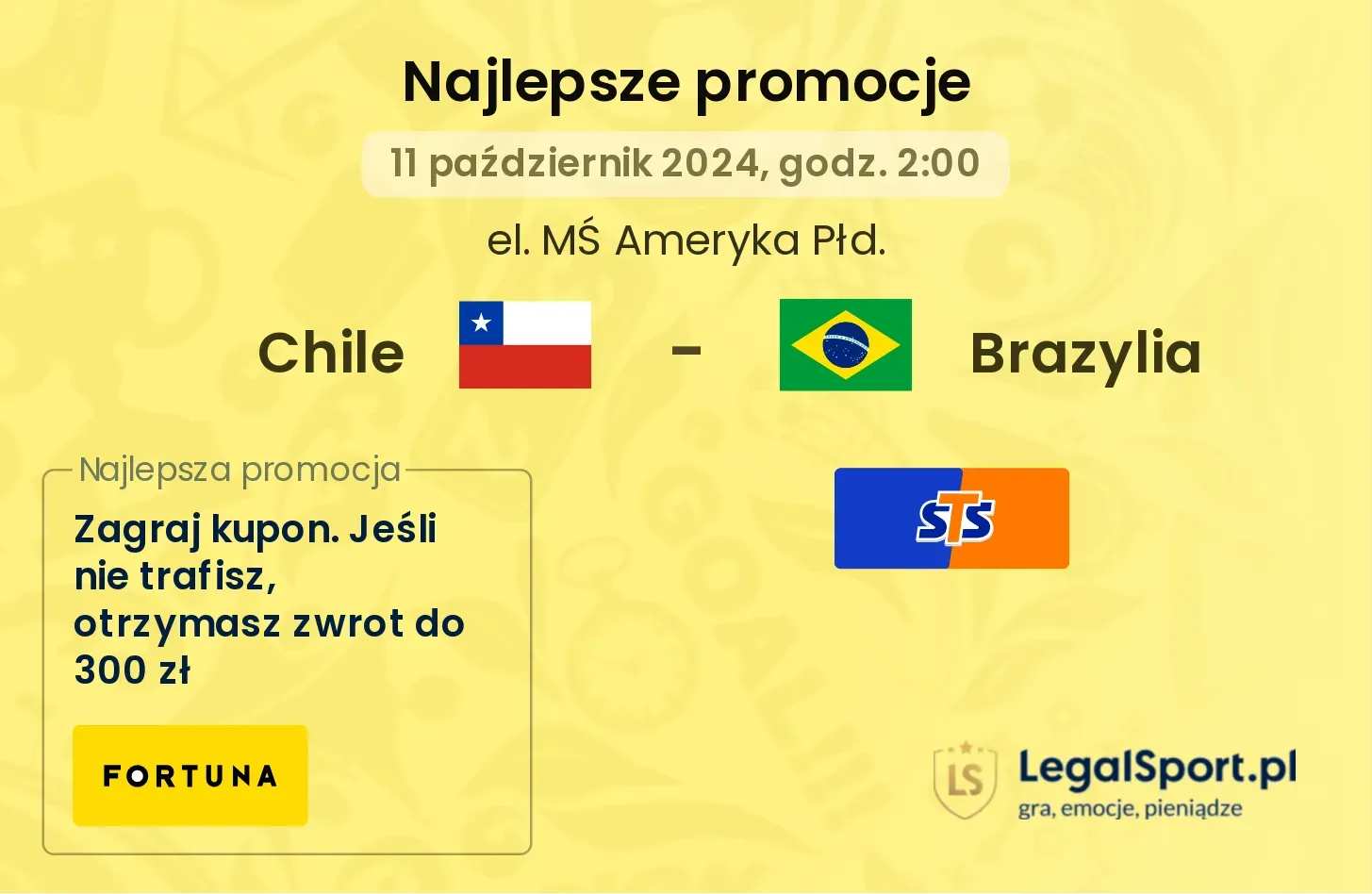 Chile - Brazylia promocje bonusy na mecz