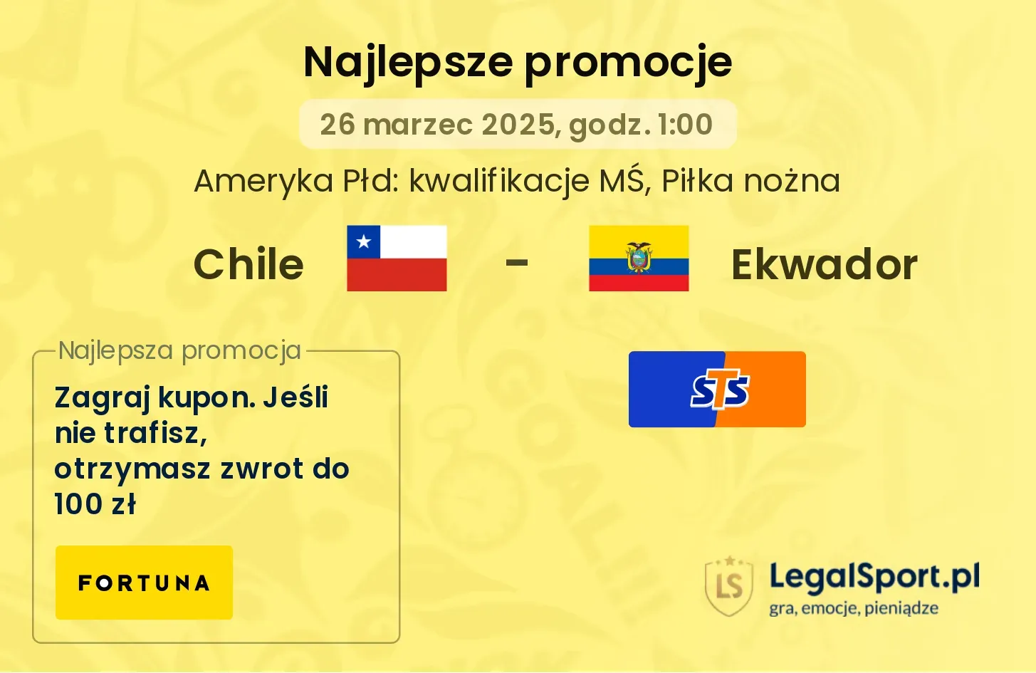 Chile - Ekwador promocje bukmacherskie