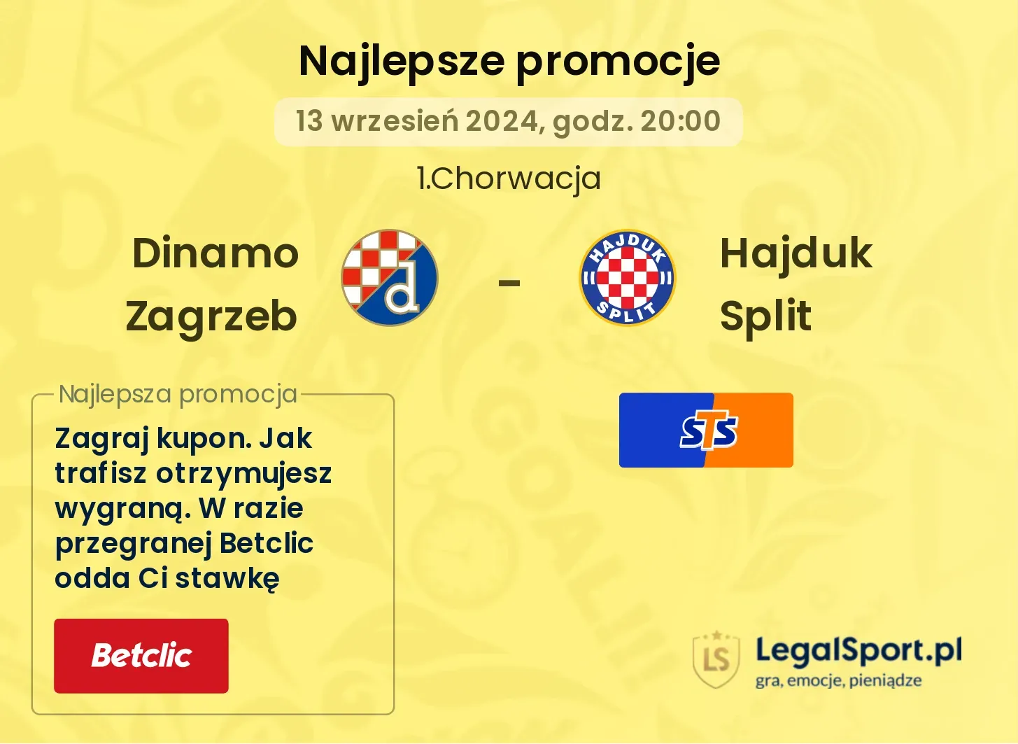 Dinamo Zagrzeb - Hajduk Split promocje bonusy na mecz