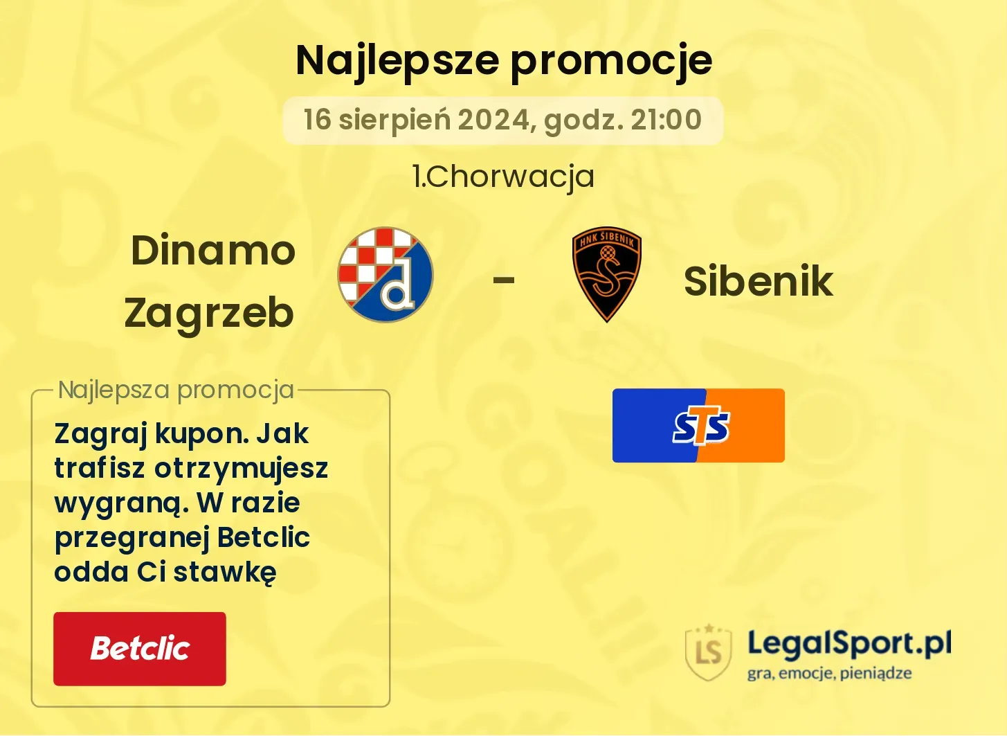 Dinamo Zagrzeb - Sibenik promocje bonusy na mecz