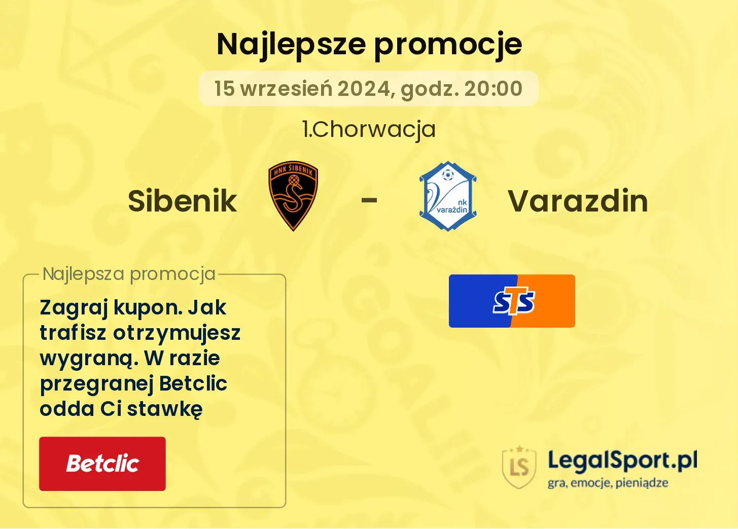 Sibenik - Varazdin promocje bonusy na mecz