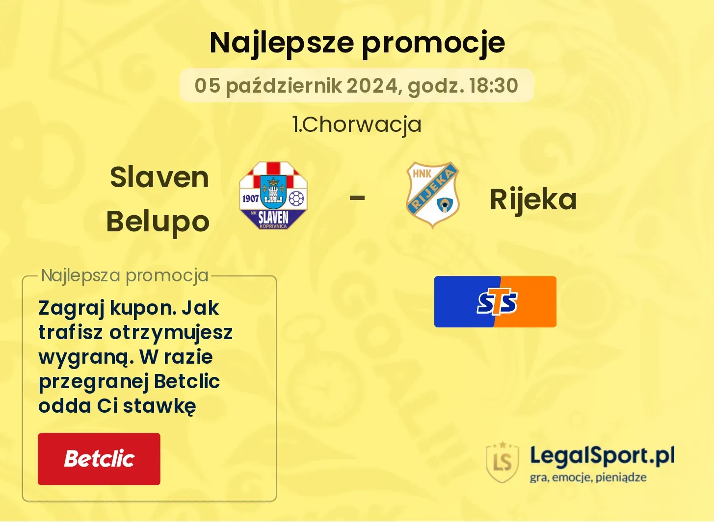 Slaven Belupo - Rijeka promocje bonusy na mecz