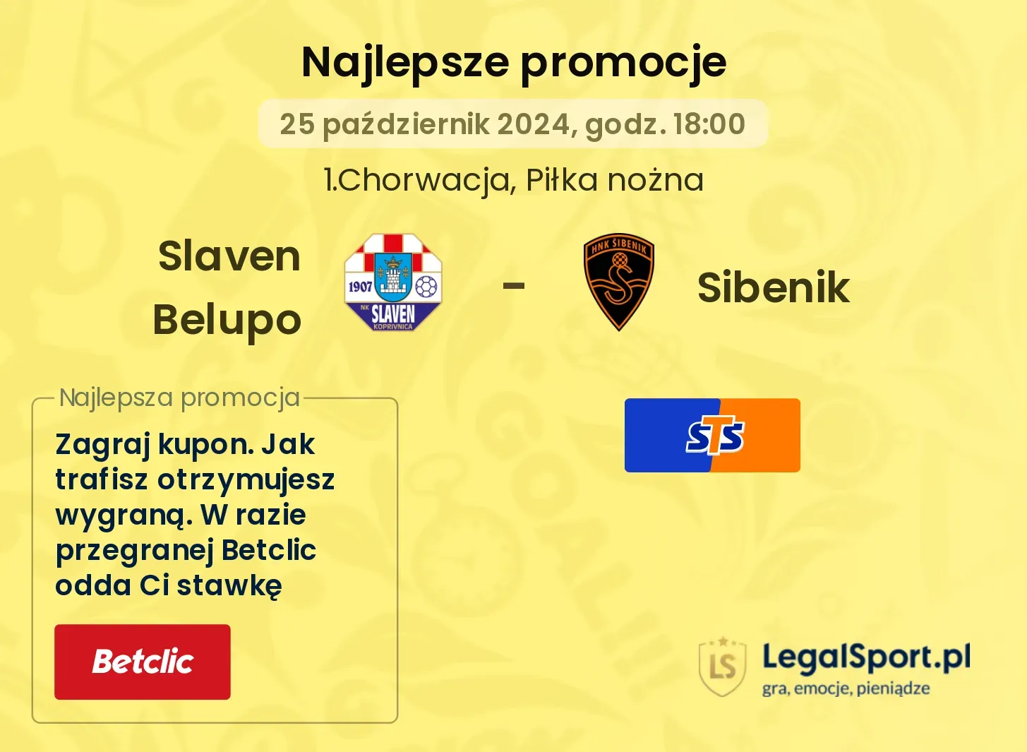 Slaven Belupo - Sibenik promocje bonusy na mecz