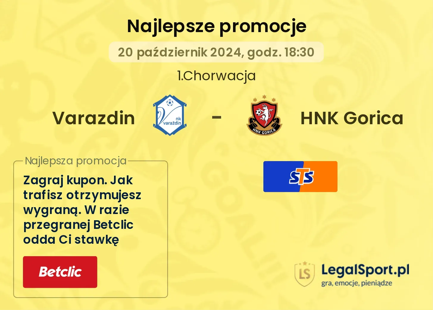 Varazdin - HNK Gorica promocje bonusy na mecz