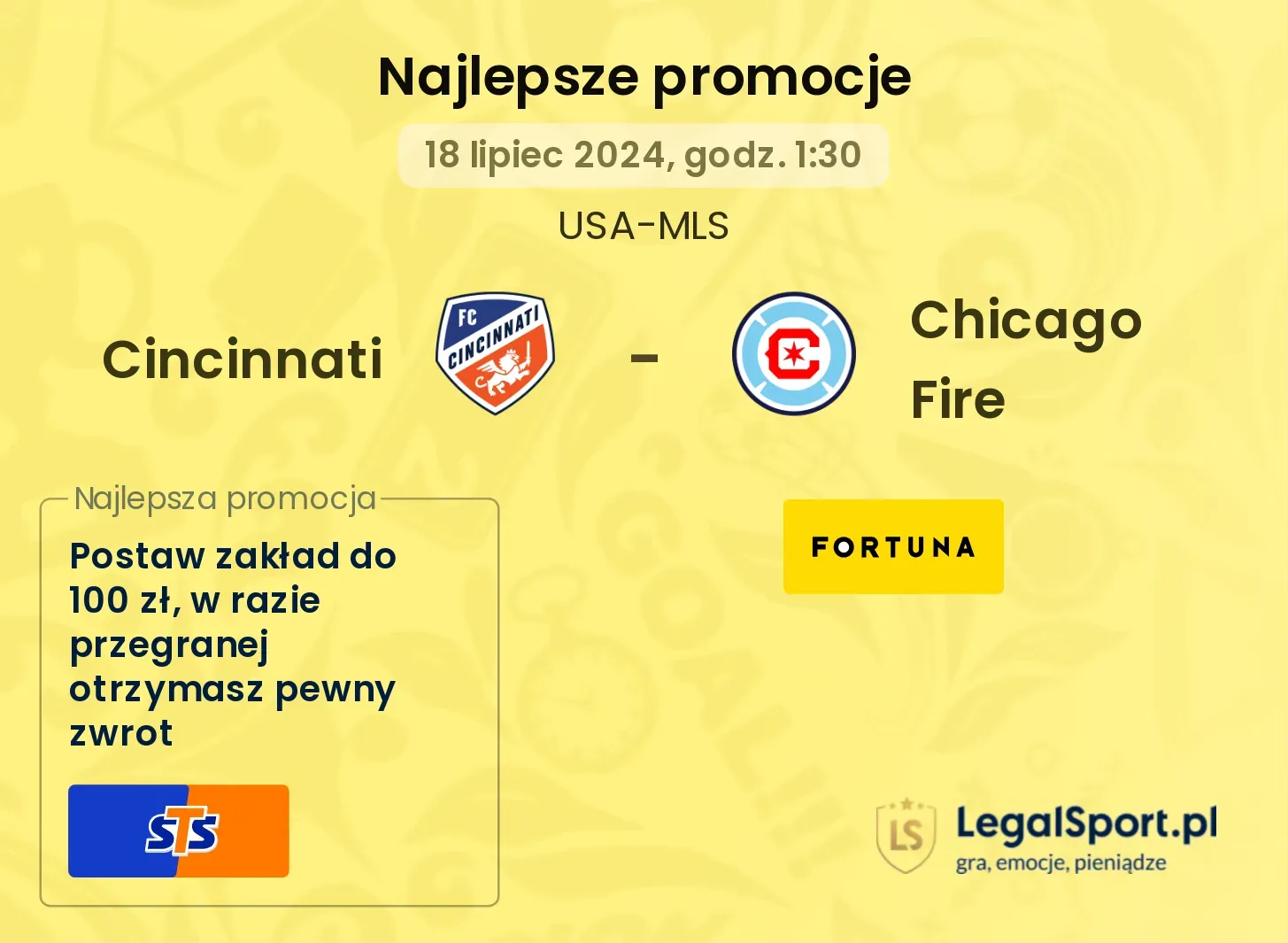 Cincinnati - Chicago Fire promocje u bukmacherów (18.07, 01:30)