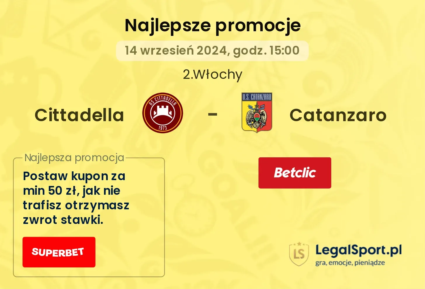 Cittadella - Catanzaro promocje bonusy na mecz