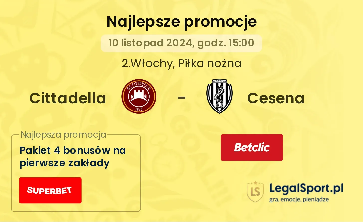 Cittadella - Cesena promocje bonusy na mecz