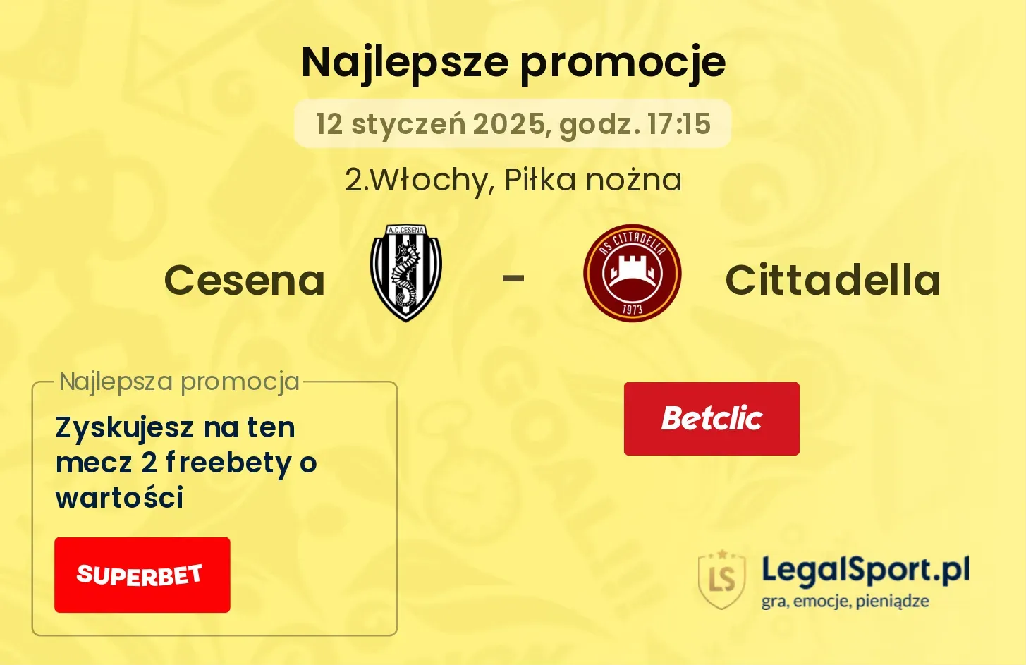 Cesena - Cittadella promocje u bukmacherów