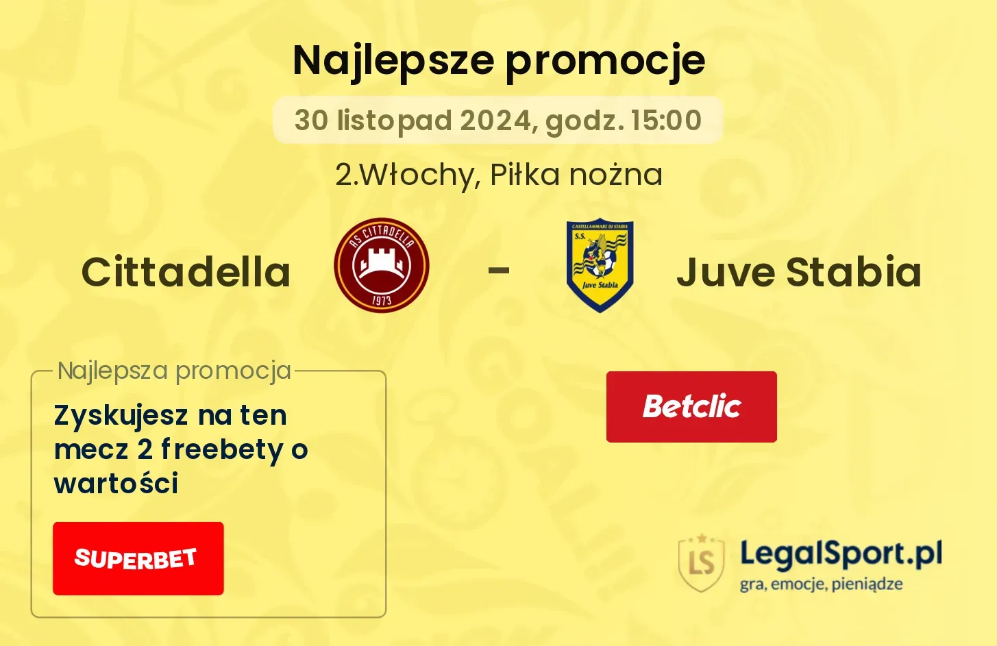 Cittadella - Juve Stabia promocje bonusy na mecz