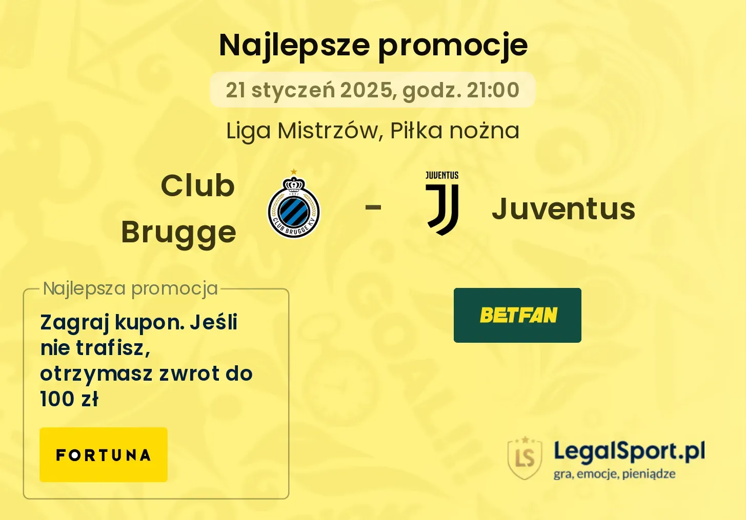 Club Brugge - Juventus promocje bukmacherskie