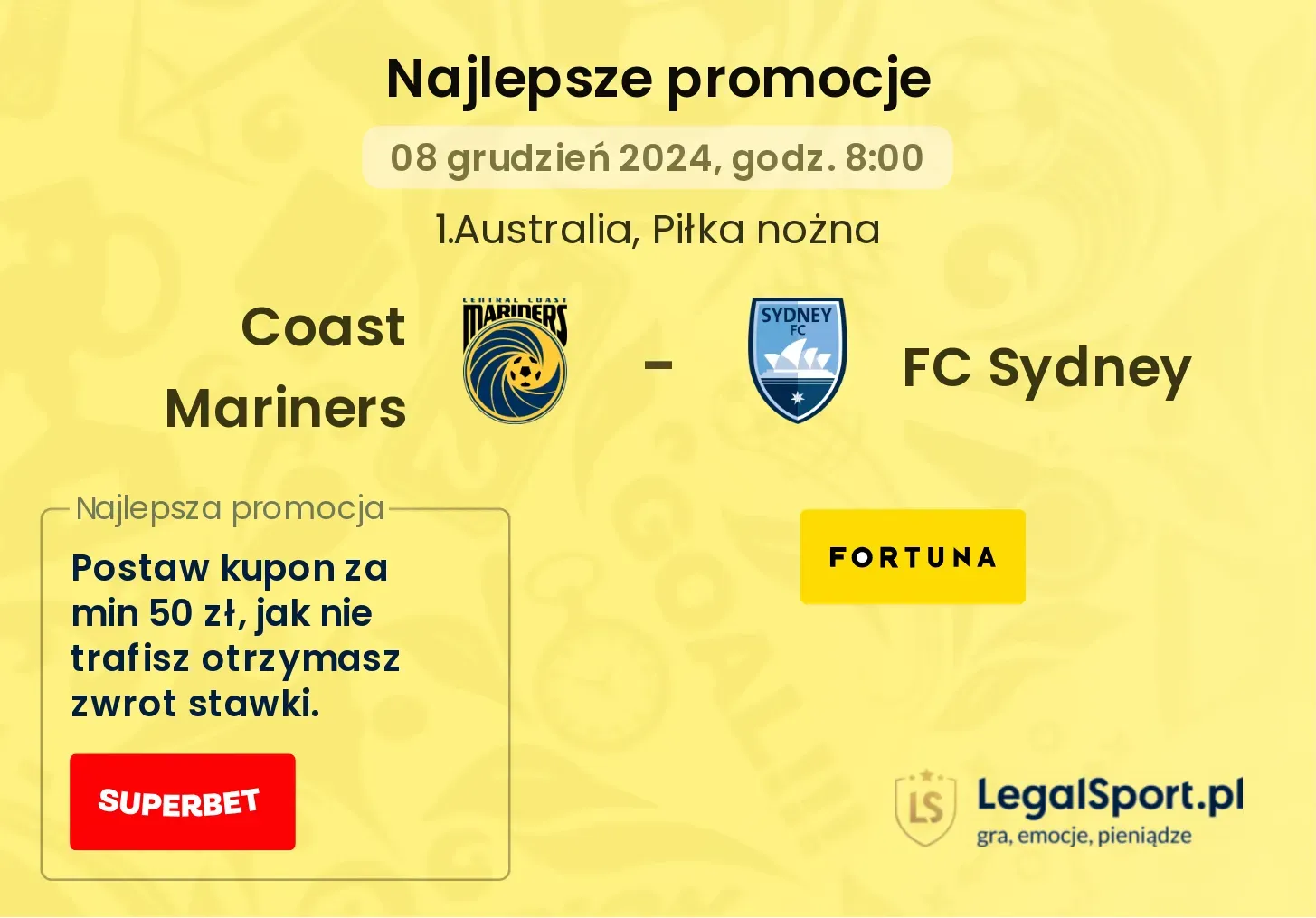 Coast Mariners - FC Sydney promocje bonusy na mecz