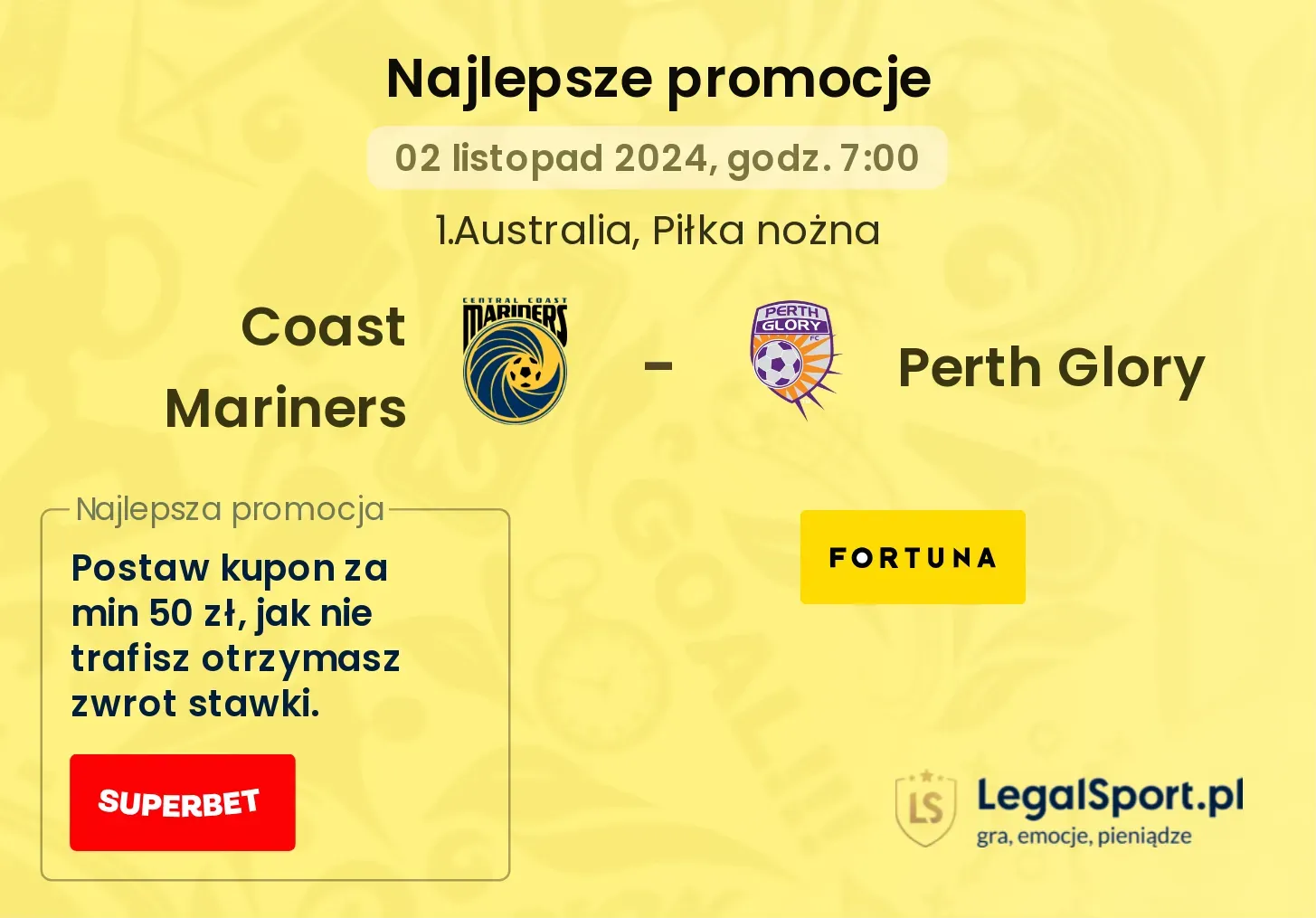 Coast Mariners - Perth Glory promocje bonusy na mecz