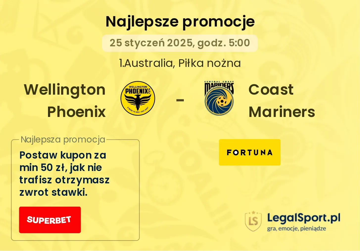 Wellington Phoenix - Coast Mariners promocje bukmacherskie