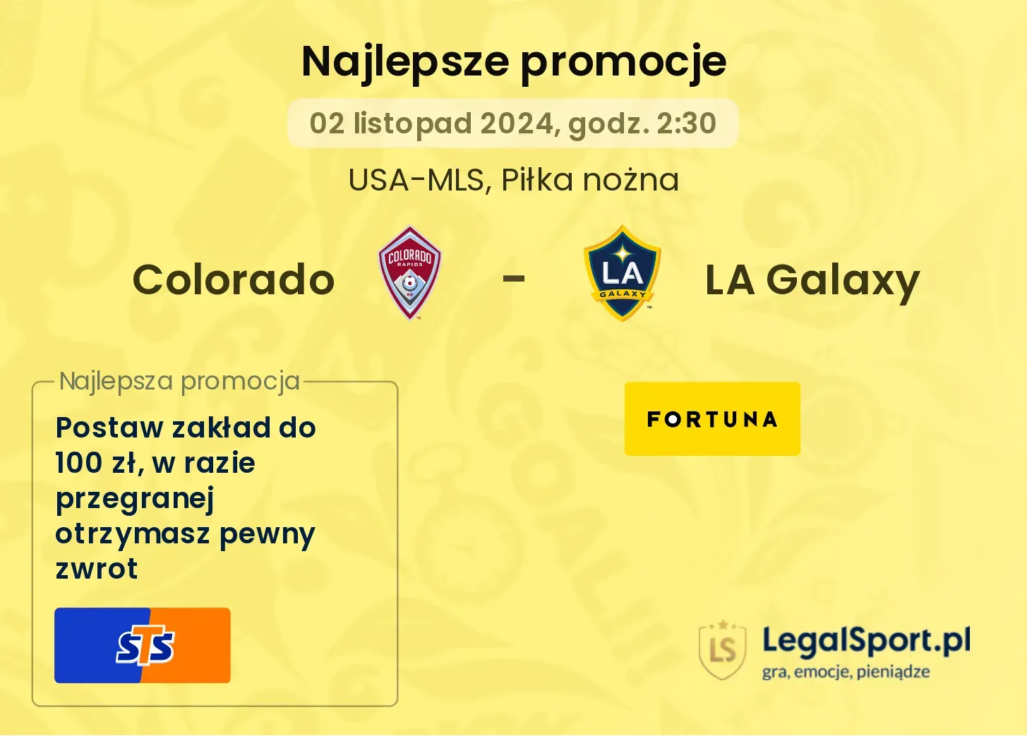 Colorado - LA Galaxy promocje bukmacherskie 02.11, 02:30