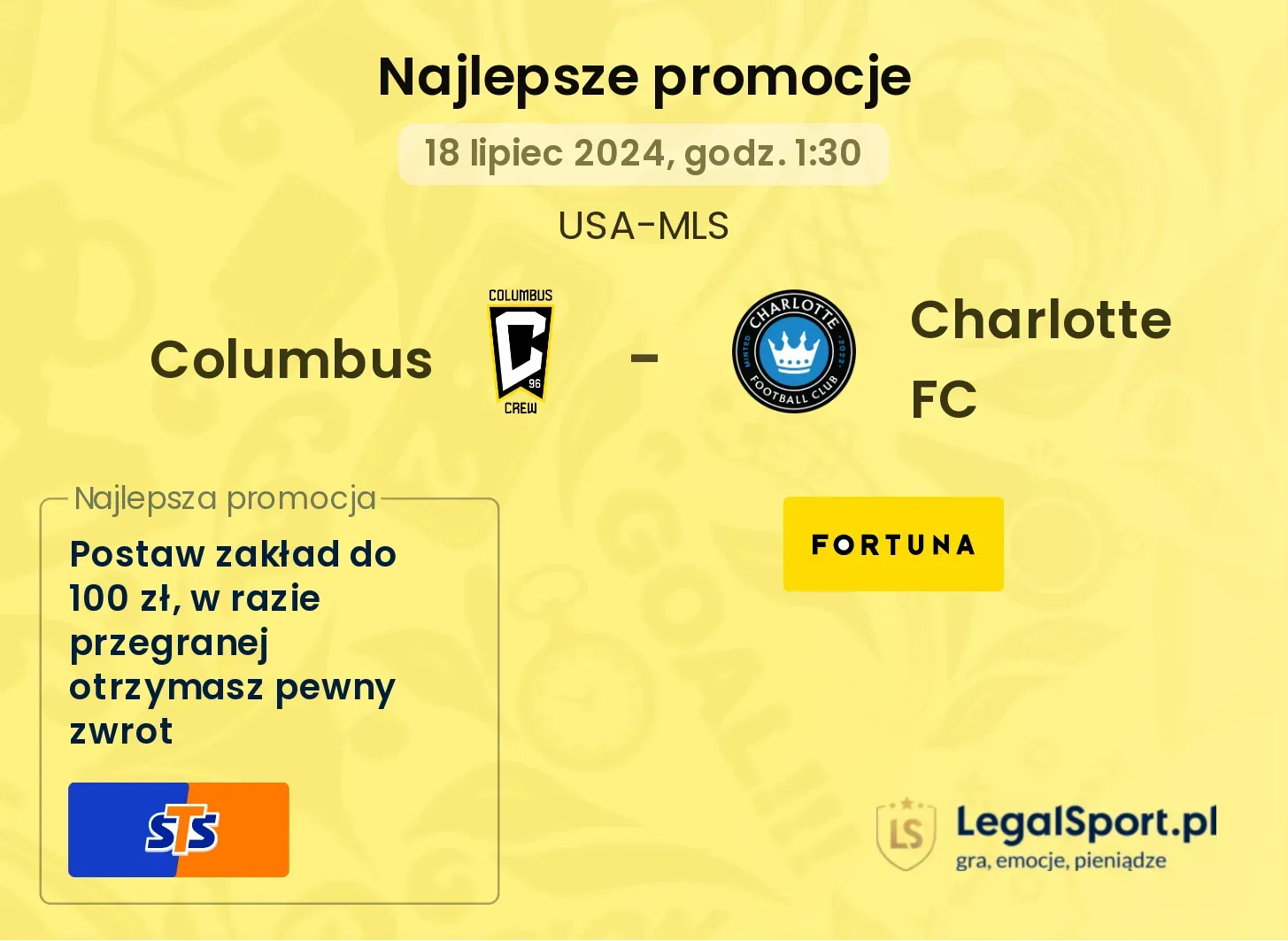 Columbus - Charlotte FC promocje u bukmacherów (18.07, 01:30)