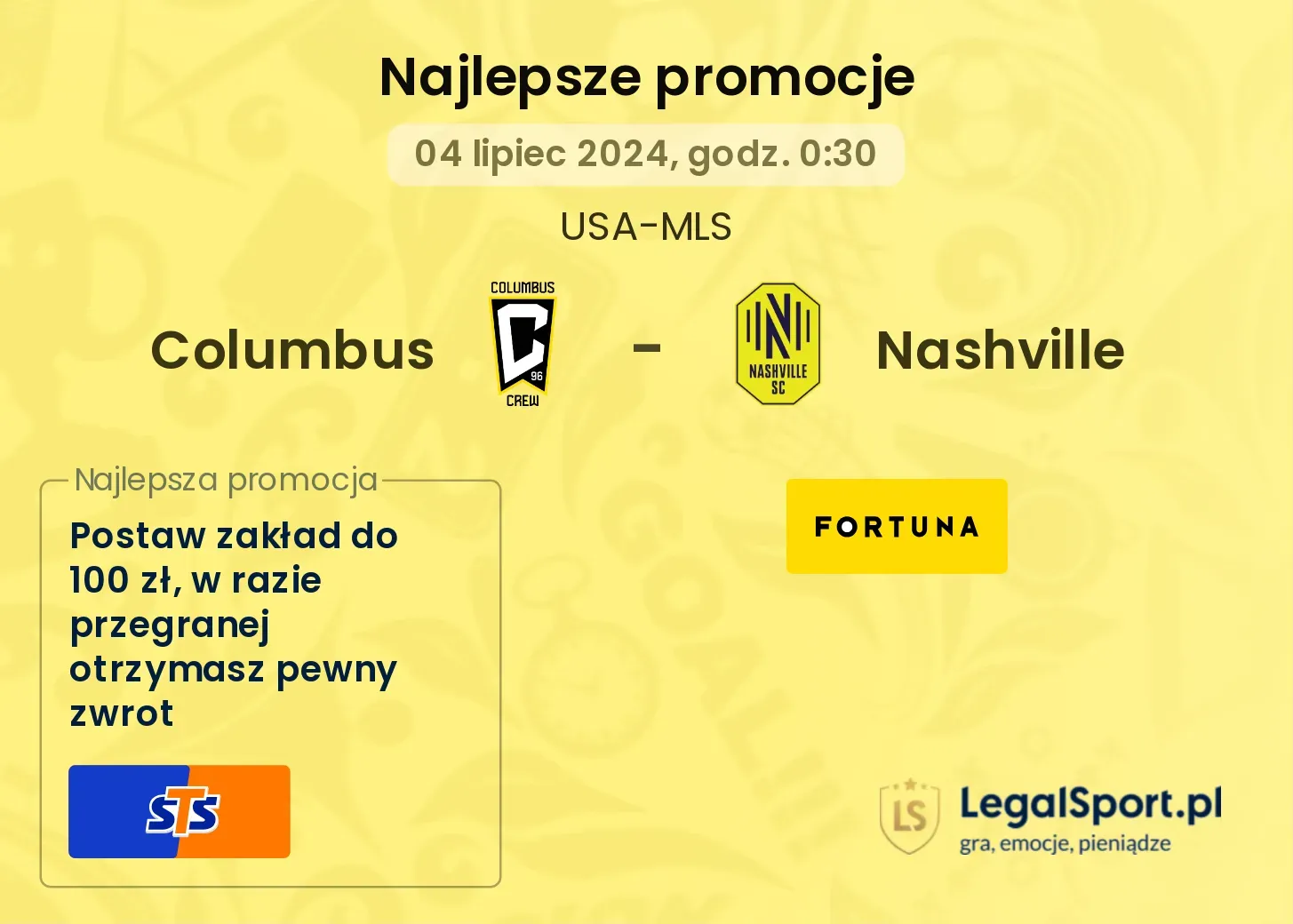 Columbus - Nashville promocje bukmacherskie (04.07, 00:30)