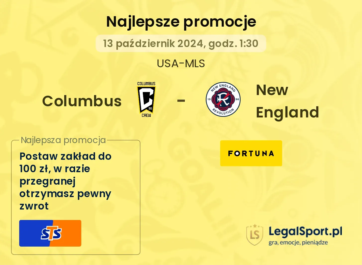 Columbus - New England promocje bonusy na mecz