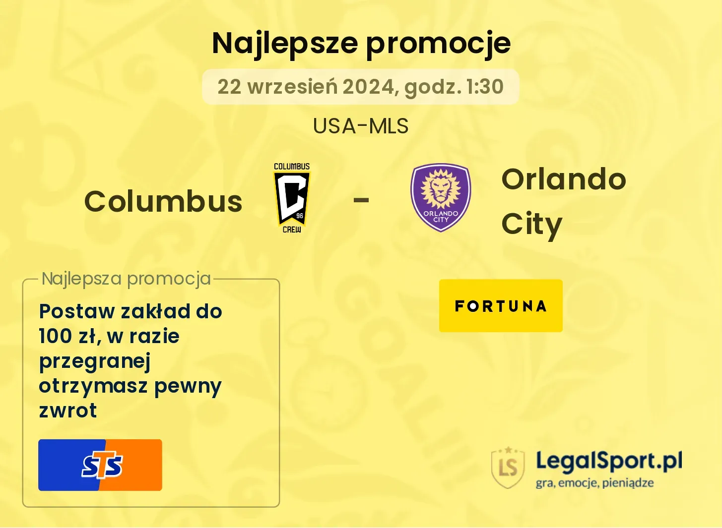 Columbus - Orlando City promocje bukmacherskie 22.09, 01:30