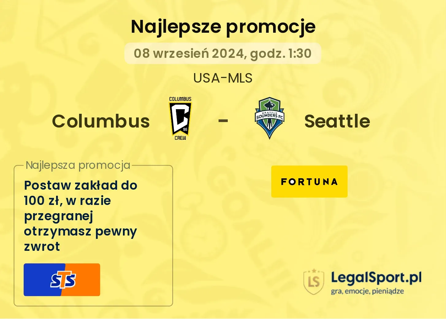 Columbus - Seattle promocje bukmacherskie 08.09, 01:30