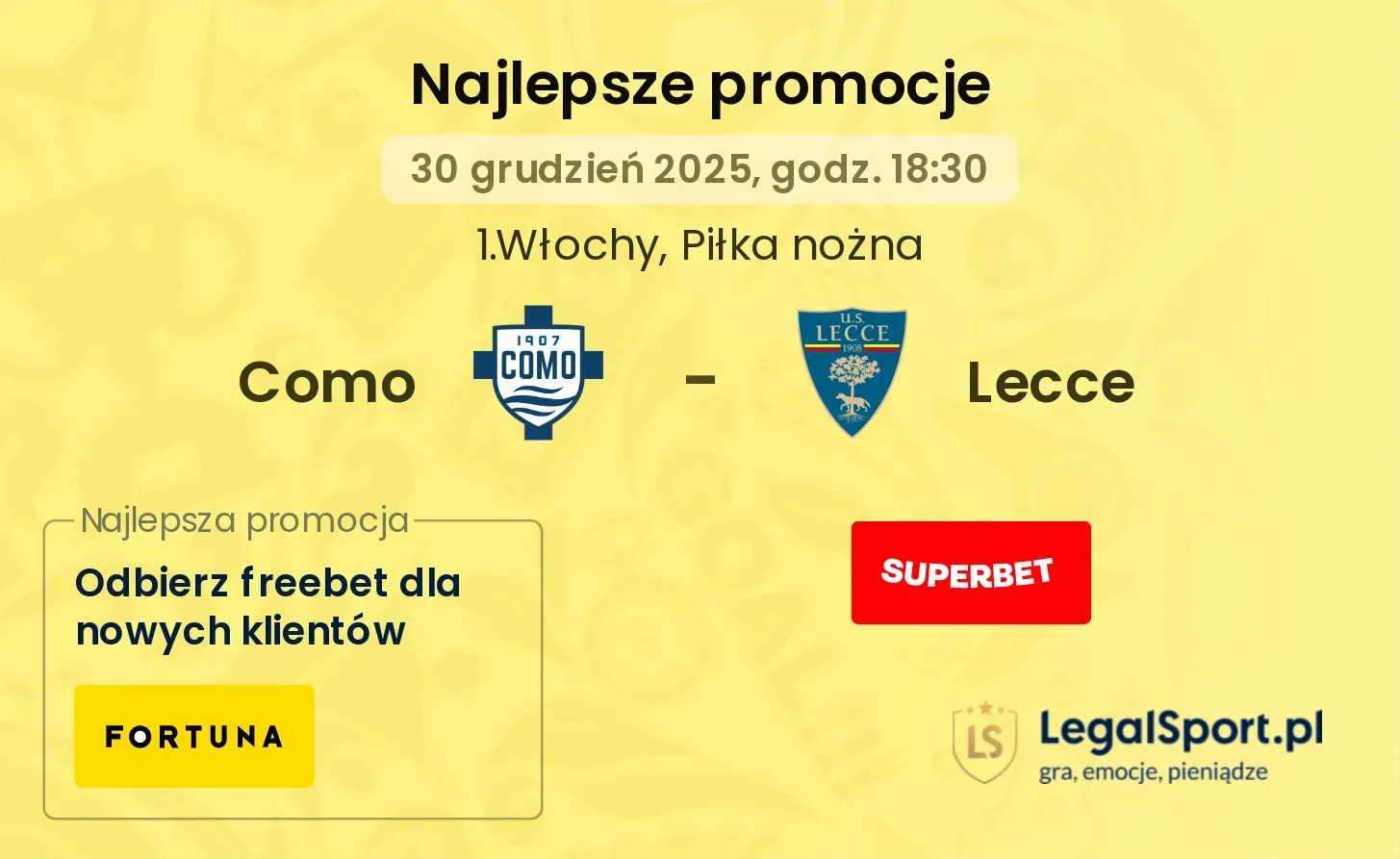 Como - Lecce promocje u bukmacherów