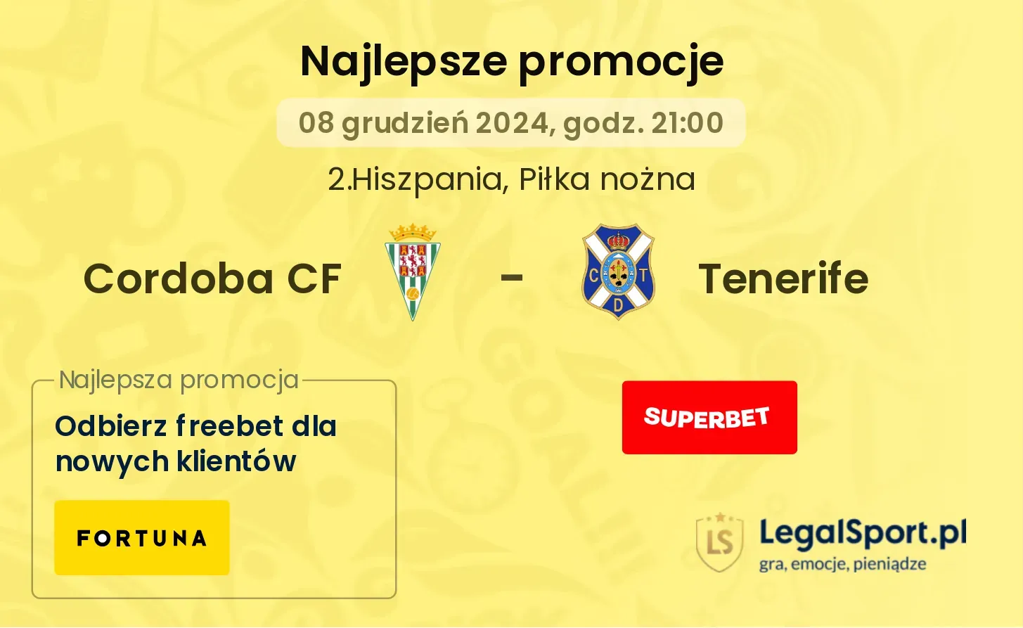 Cordoba CF - Tenerife promocje bonusy na mecz