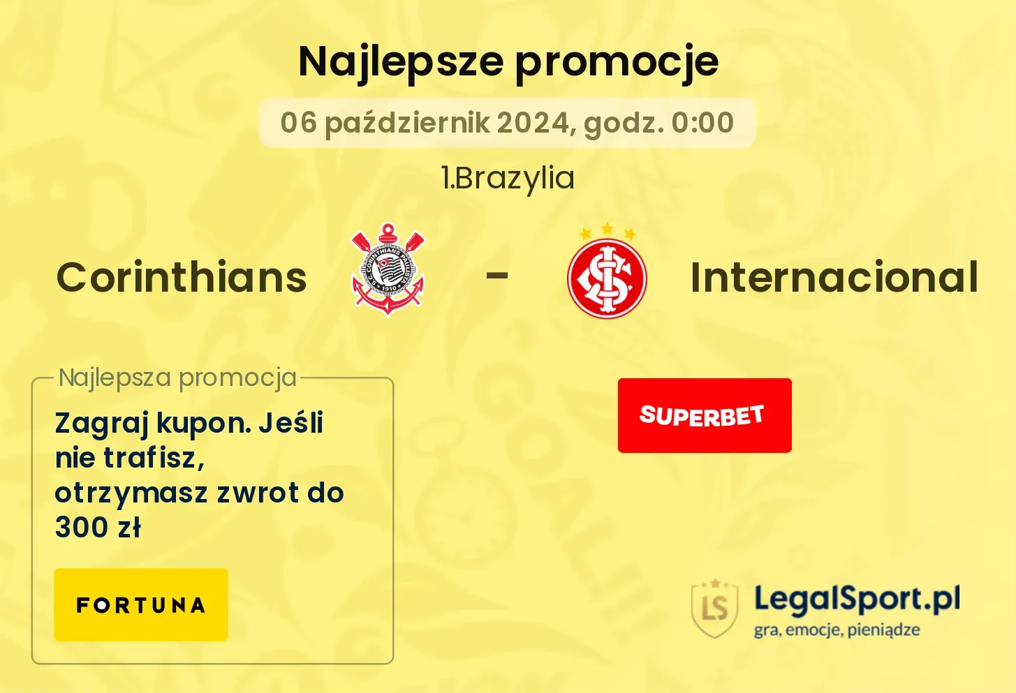 Corinthians - Internacional promocje bonusy na mecz