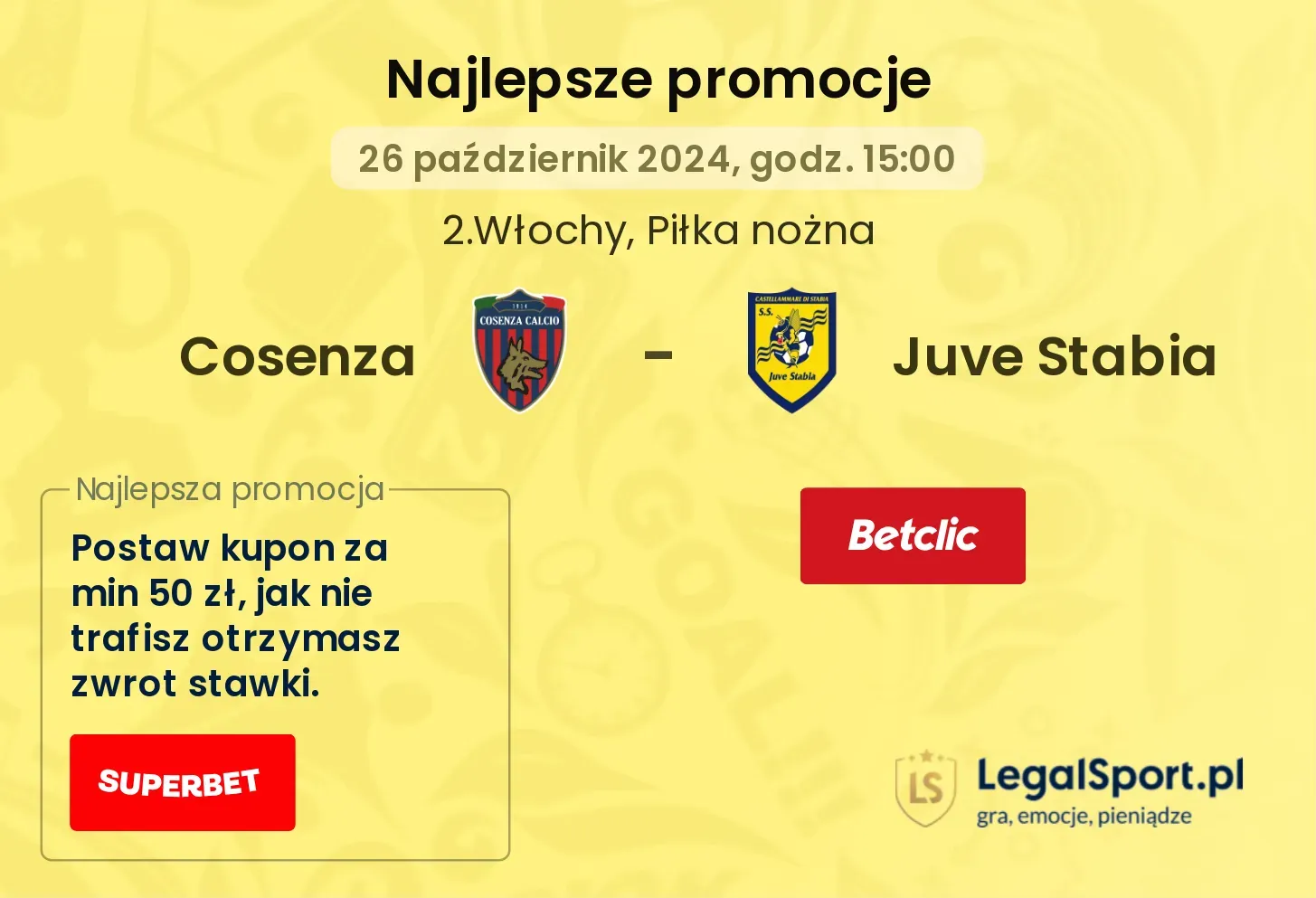 Cosenza - Juve Stabia promocje bonusy na mecz