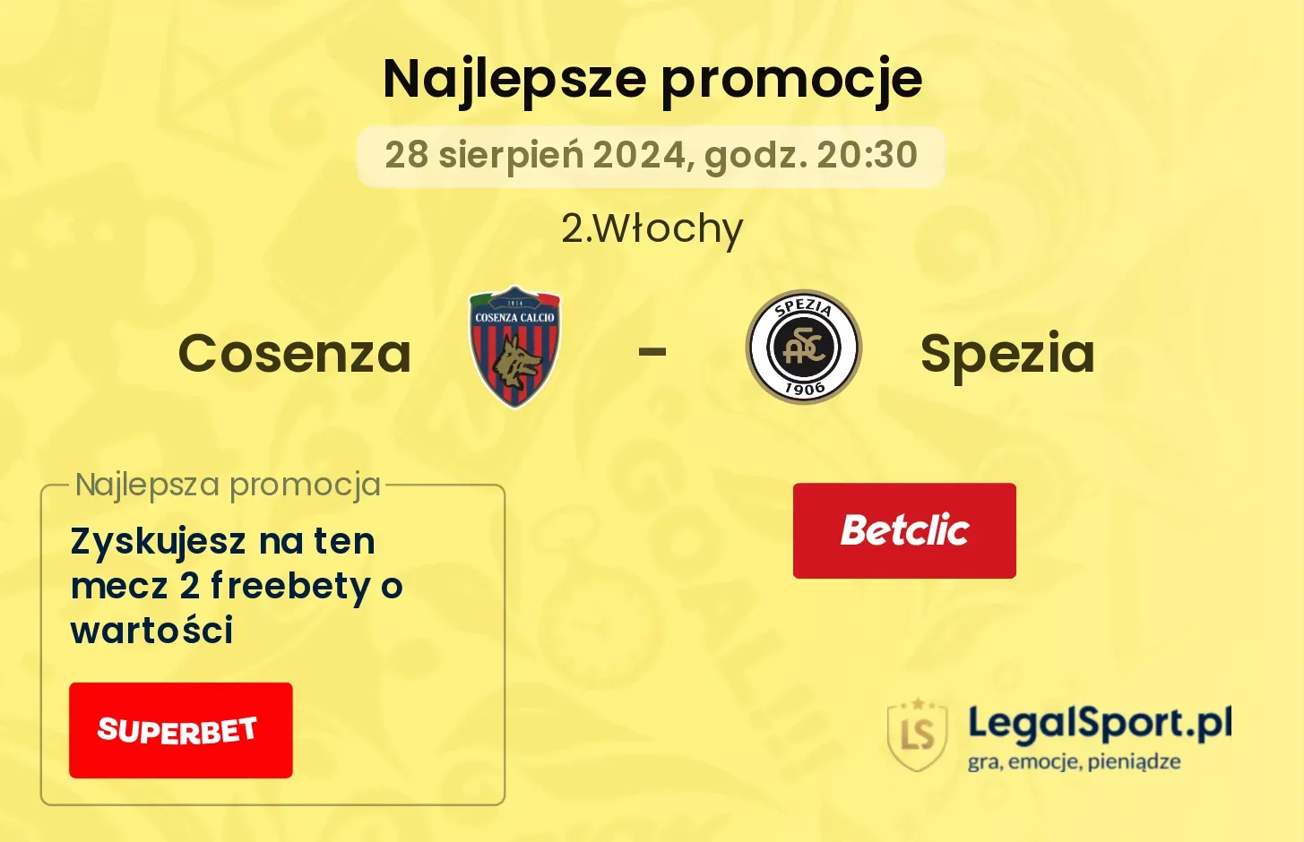 Cosenza - Spezia promocje bonusy na mecz