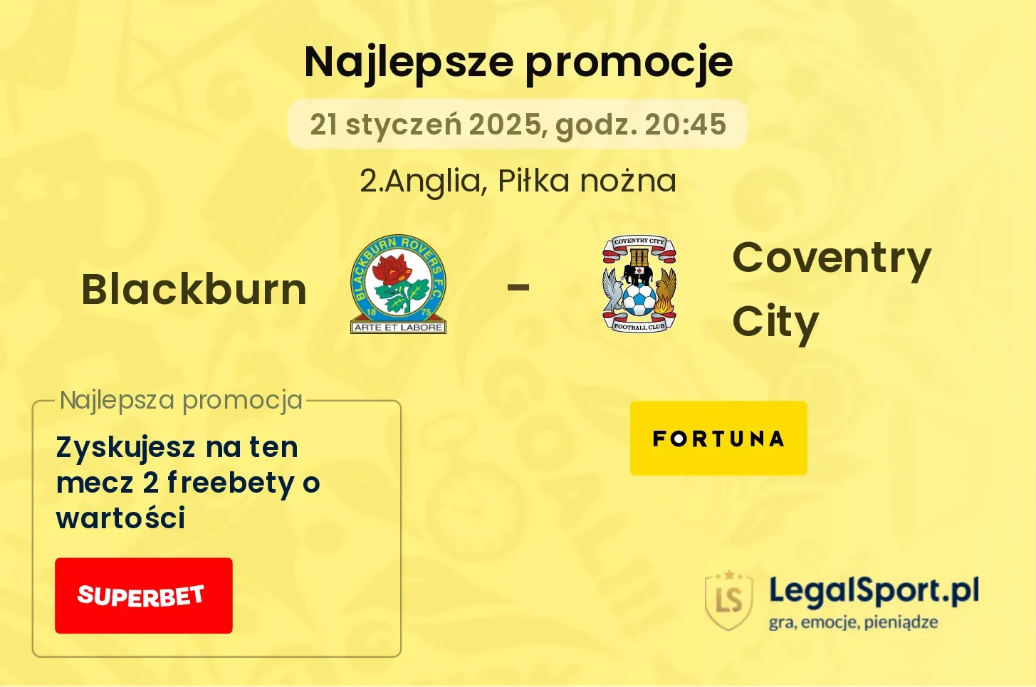 Blackburn - Coventry City promocje bukmacherskie