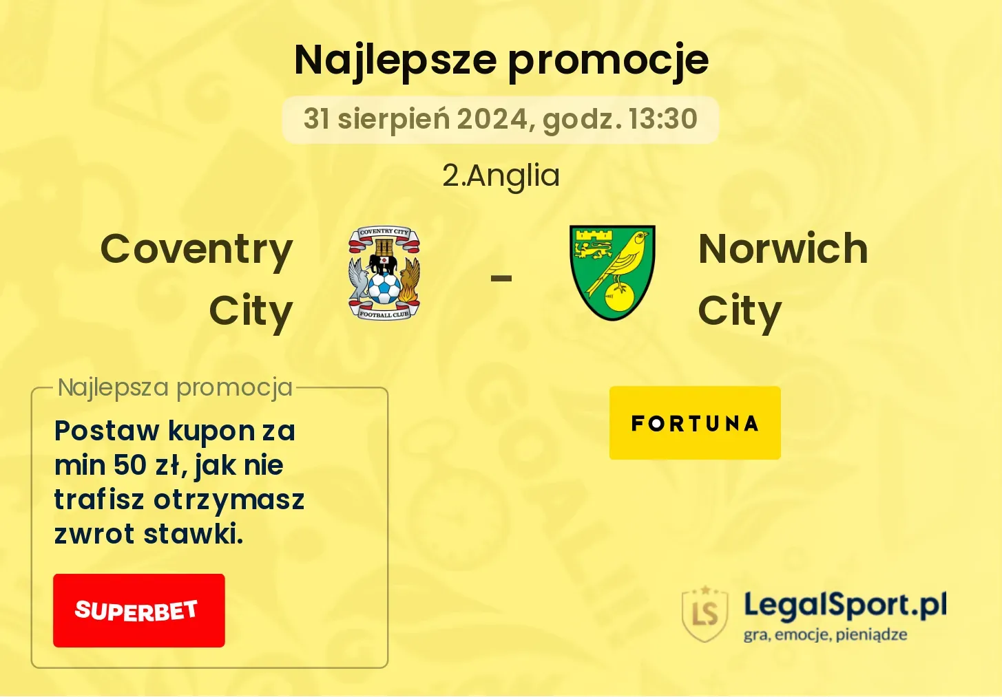 Coventry City - Norwich City promocje bonusy na mecz