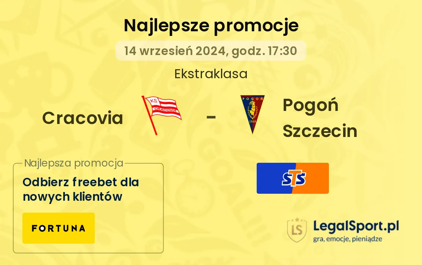 Cracovia - Pogoń Szczecin promocje bonusy na mecz