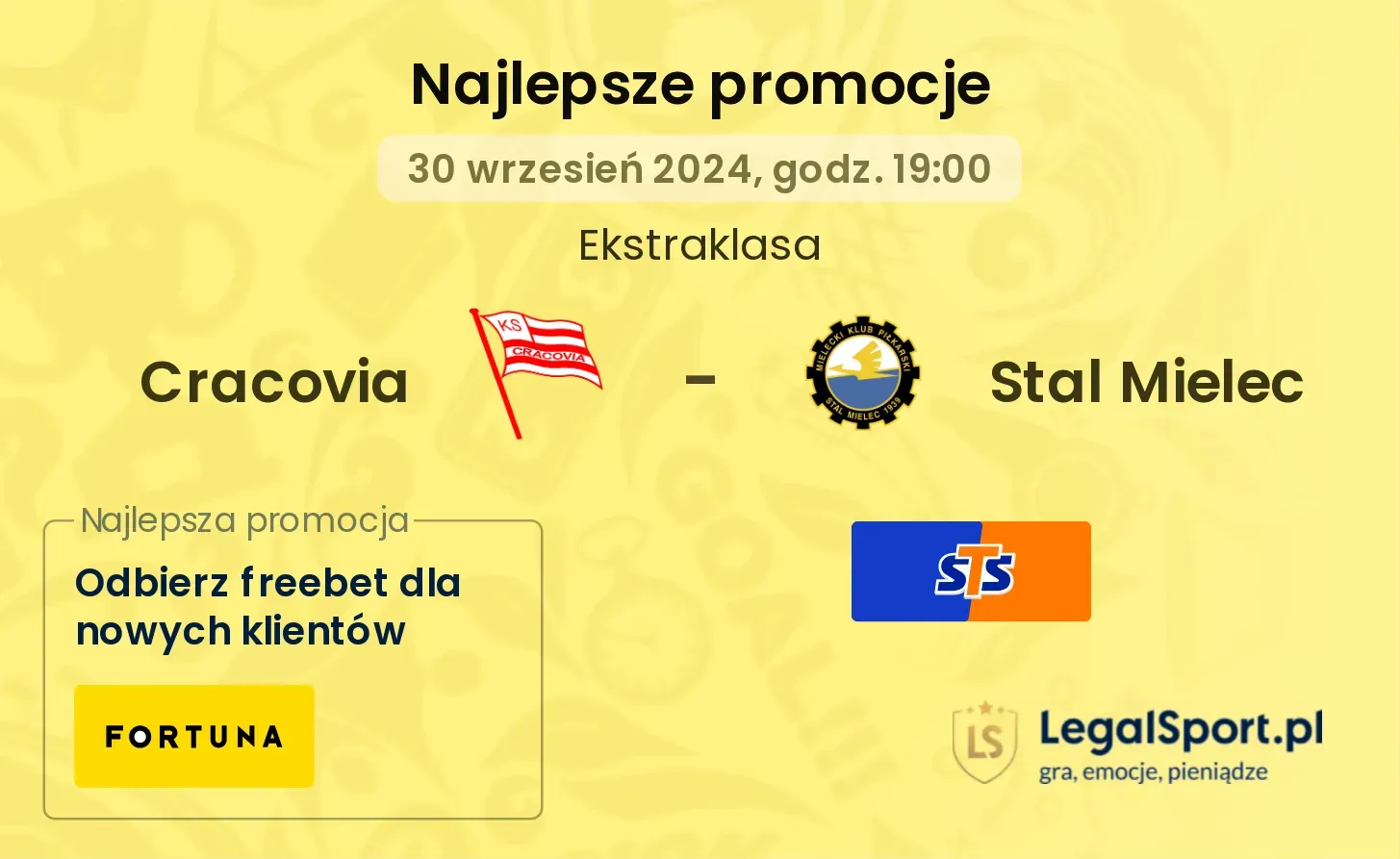 Cracovia - Stal Mielec promocje u bukmacherów 30.09, 19:00