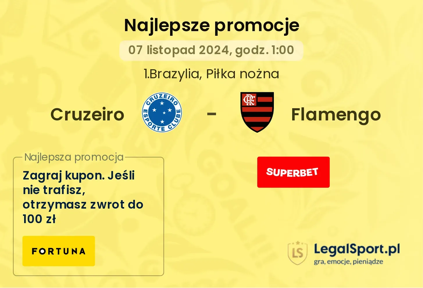 Cruzeiro - Flamengo promocje bonusy na mecz